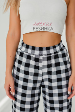Брюки палаццо домашние широкие красная клетка
