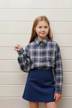 Детская рубашка подростковая синяя