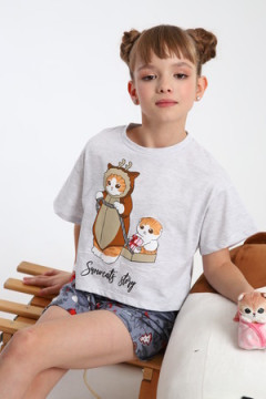 Пижама с шортами ПД-019-073 Кот Новый год