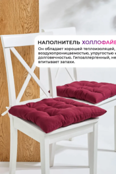 Подушка на стул квадратная с завязками 40х40 2 шт GB40-2, габардин, холлофайбер, Bio-Line