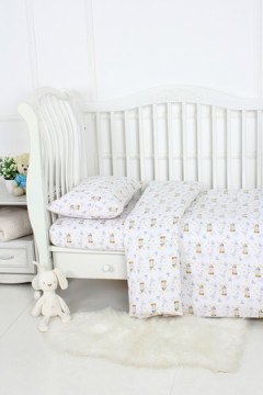 КПБ с простыней на резинке поплин арт. КПБП-ПР/гуси