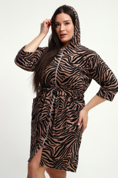 Халат махровый на молнии с капюшоном и накладными карманами