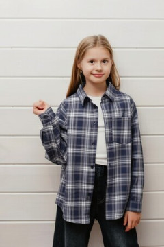 Детская рубашка подростковая синяя