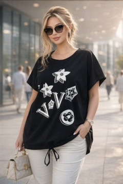 Футболка со стразами Graphic Bloom арт. А1025
