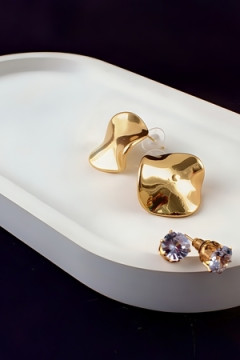 Серьги с эффектом мятого металла Круг + Подарок