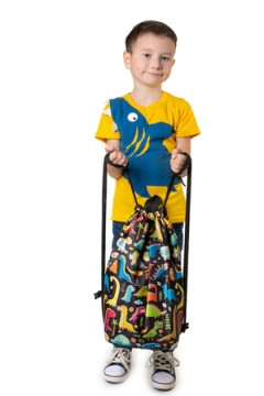 Мешок для обуви объемный Динозавры черный