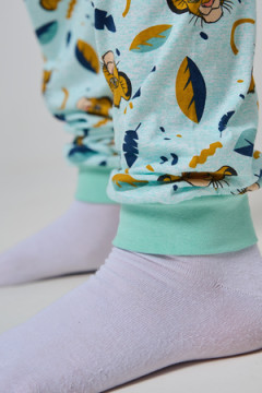 Пижама с брюками Кулирка с рибаной длинный рукав