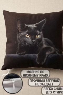 Наволочка декоративная 3D Кот Пума
