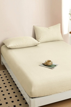 Простыня на резинке, с высотой борта 25 см "boiled cotton" - Вареный (стираный) хлопок»