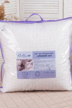 Подушка "Лебяжий пух" тик леб. пух, атл. кант, отстрочка, лента, сумка(Н)