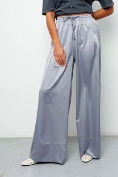Брюки на резинке атласные 398GRY