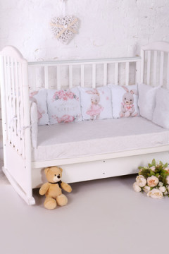 Бортик в кроватку из 12 подушечек на молнии с принтом арт. БРК-12П