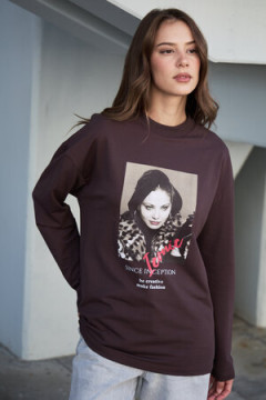 Лонгслив оверсайз с принтом