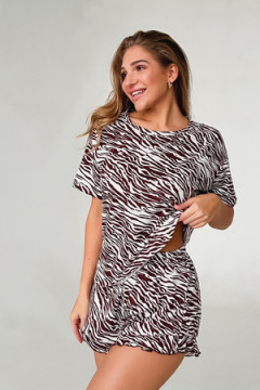 Пижама с шортами домашняя Зебра коричневый