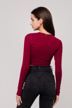 Лонгслив F-Лонгслив-1 укороченный кроп топ с длинными рукавами