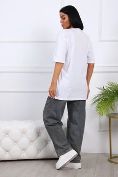 Футболка 785 удлиненная с рисунком сердце и карманами