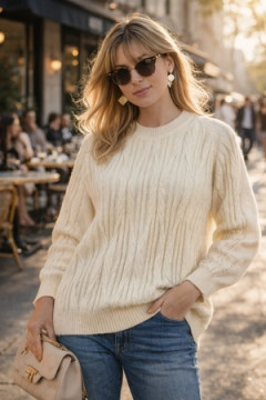 Теплая кофта "Cable V-Neck Cream" арт. 2027