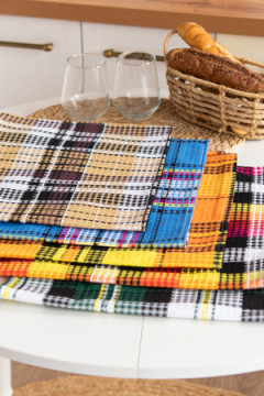 Набор полотенец вафельн."Шотландка" 40*75 см (5шт)