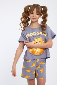 Пижама с шортами Круассаны арт. ПД-019-088