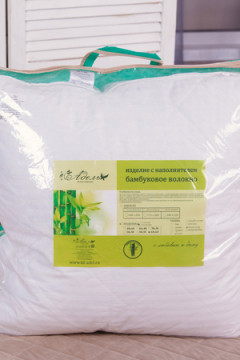 Подушка "Бамбук" страйп-сатин на молнии лебпух+бамбук, стег, лента, сумка(Н)