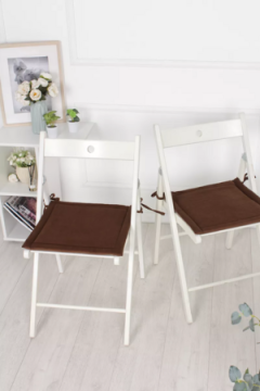 Подушка на стул 2 шт 40×40 мягкие с завязками PKK, полиэстер, хлопок, мебельная ткань кабрио, Bio-Line
