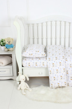 КПБ с простыней на резинке поплин арт. КПБП-ПР/гуси