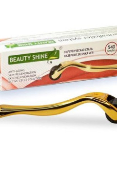 Мезороллер для лица и тела Beauty Shine 540 игл - 0. 50 мм, хирургическая сталь. Золотой