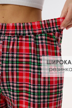 Брюки палаццо домашние широкие красная клетка