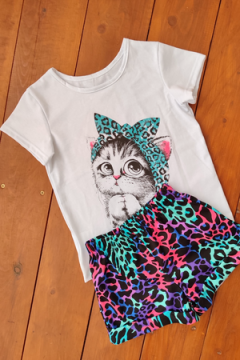 Костюм с шортами 33068 Кошка в косынке