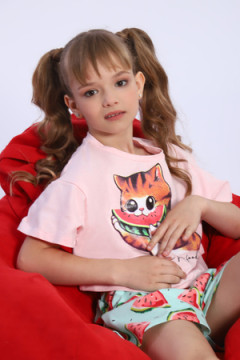 Пижама с шортами Кот-арбуз арт ПД-019-067