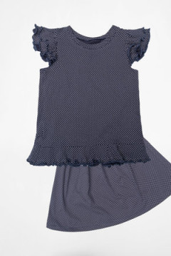 Костюм с юбкой Полька Синий