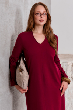 Платье с длинным рукавом Марсала