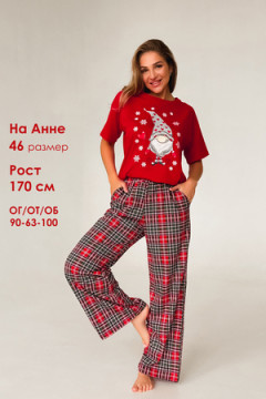 Пижама с брюками гномы красный