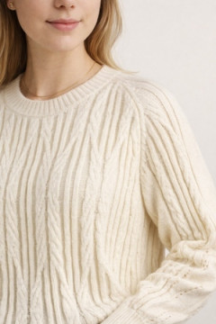 Джемпер Cable V-Neck Cream арт. 2027