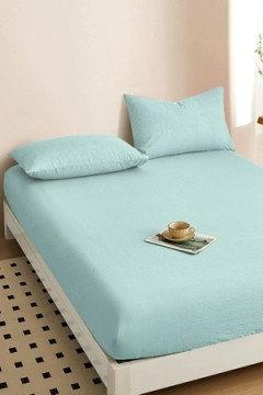 Простыня на резинке, с высотой борта 25 см "boiled cotton" - Вареный (стираный) хлопок»