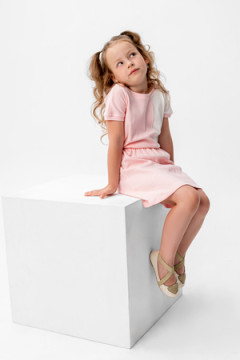 Костюм с юбкой Элис розовый/молочный