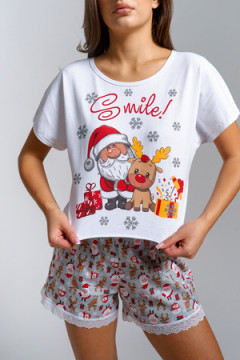 Пижама с шортами Футболка+шорты Дед Мороз