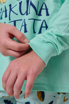 Пижама с брюками Кулирка с рибаной длинный рукав