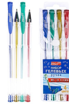 Набор ручек гелевых 4шт,4цв,металлик (НР-9914)