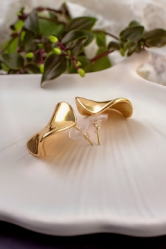 Серьги с эффектом мятого металла Круг + Подарок