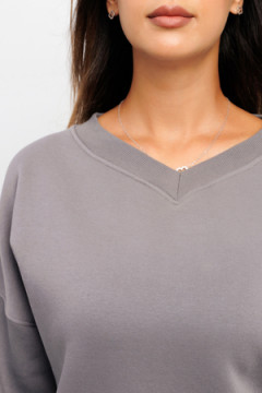 Свитшот худи оверсайз кофта с начесом 387LGR