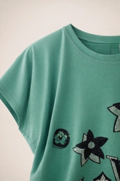 Футболка со стразами Graphic Bloom арт. А1025