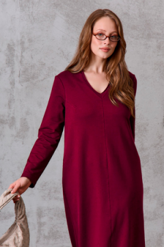 Платье с длинным рукавом Марсала