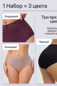 Трусы 3903 хлопковые высокие 3 шт