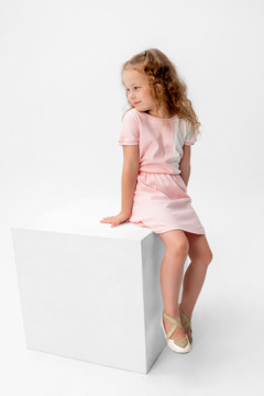 Костюм с юбкой Элис розовый/молочный