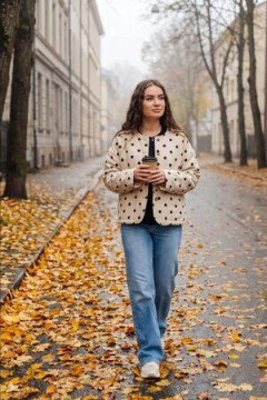 Куртка жакет горох бежевый
