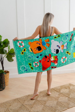 Полотенце пляжное махровое 70*140, 100 % хлопок, Ми-ми-мишки праздник