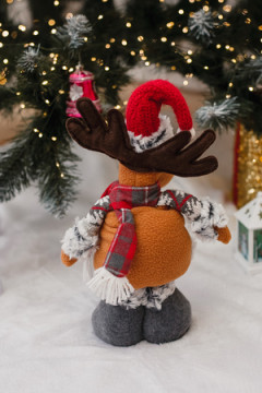 Игрушка новогодняя с выдвижными ногами Олень серые ботики серый