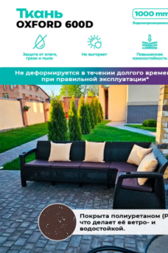 Подушка для садовой мебели, стула и кресла PO 53х50 см, пенополиуретан, термоватин, Оксфорд 600д