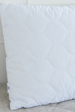 Подушка "Юнибив" бамбук+леб. пух на молнии стеганая м/ф(белая) 550гр, сумка